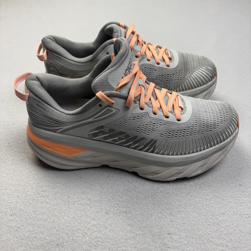 Hoka One One Bondi 7 Shoes Womens Size 8 Gray Running Sneakers 1110519 HMSH
